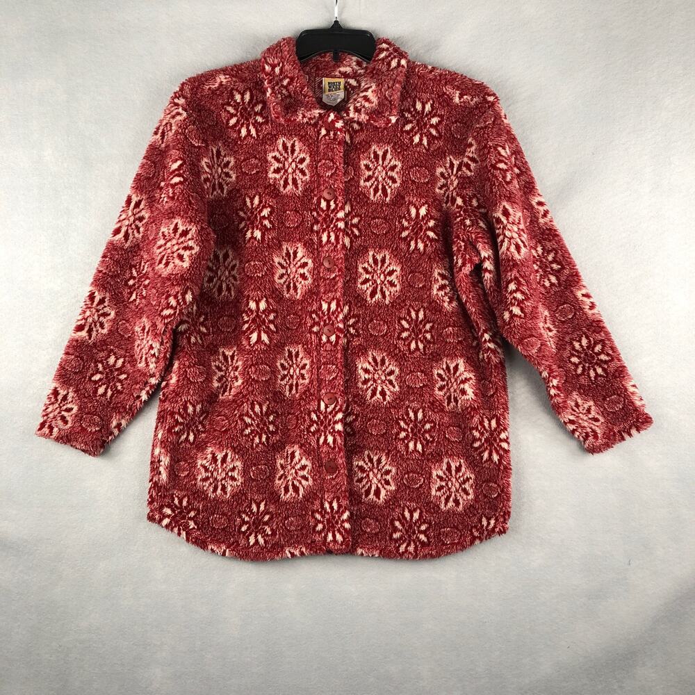 North West Blue Sherpa Jacket Women's Size Small Snowflake  Red